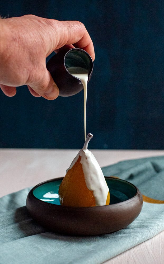 Spiced Whisky Poached Pears