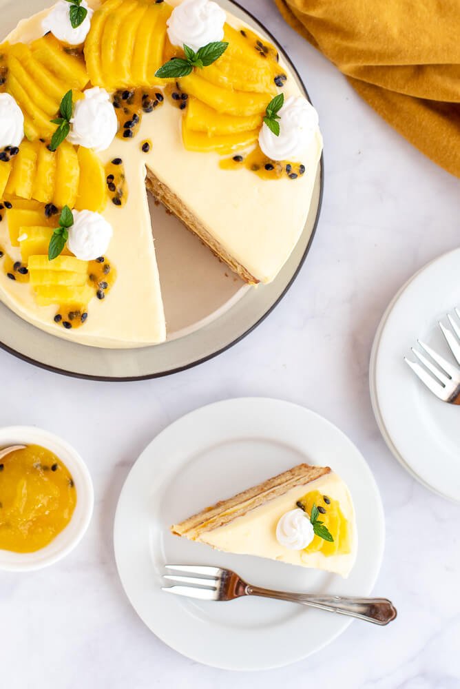 Mango Passion Fruit Cake Recipe - The Gourmet Larder