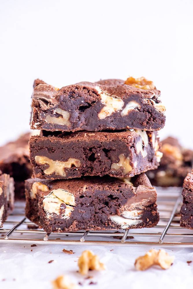Walnut Triple Chocolate Brownies