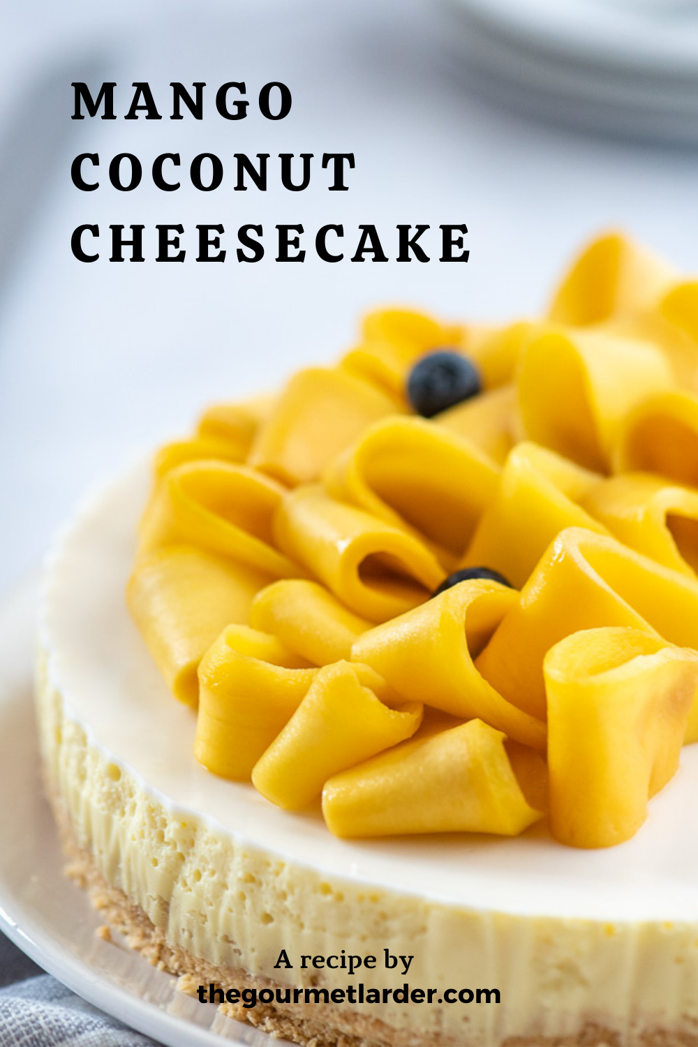 No-bake mango coconut cheesecake with fresh mango - pinterest